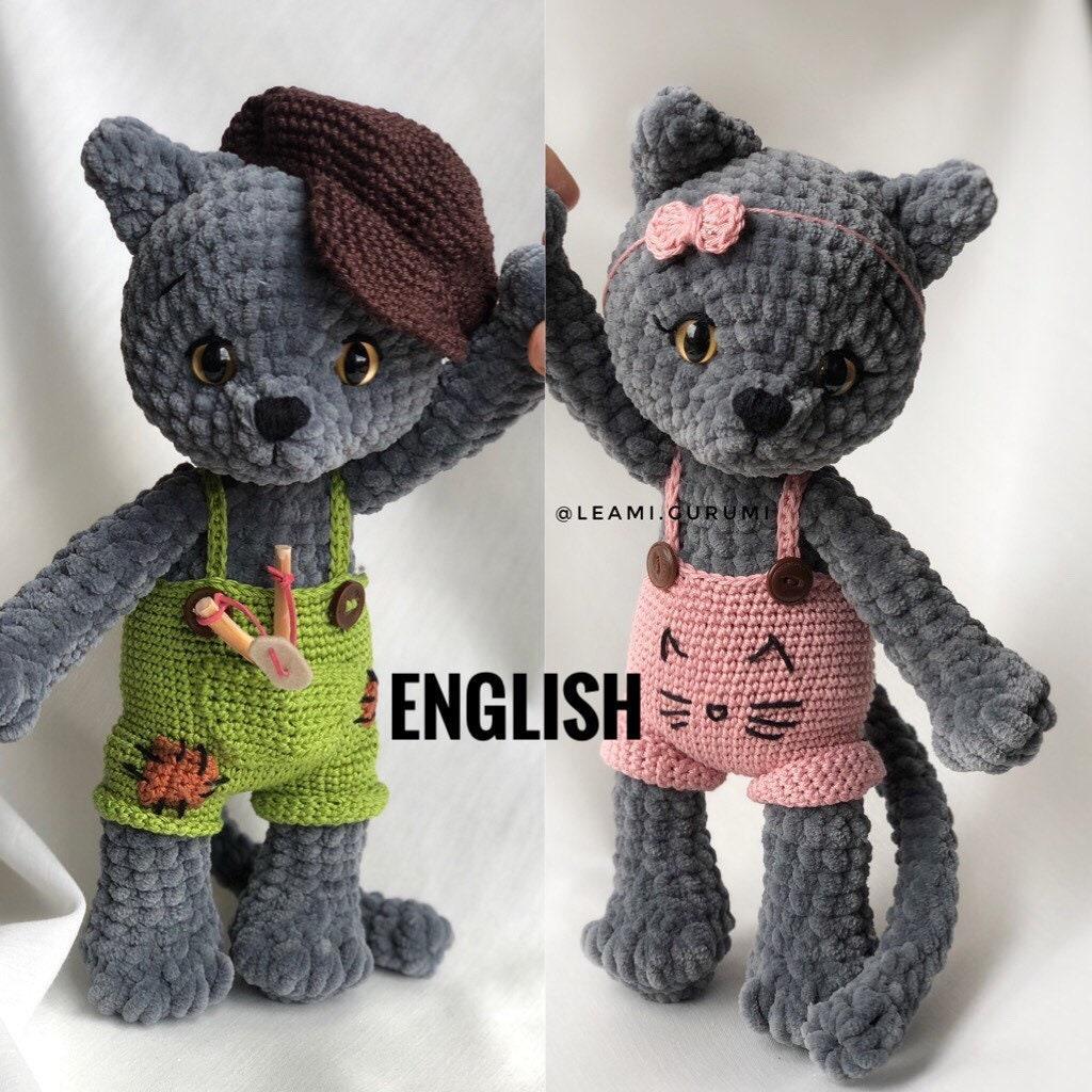 2 x PDF ENGLISH crochet pattern, Cats, Kitty, Smokey and Milka by leami