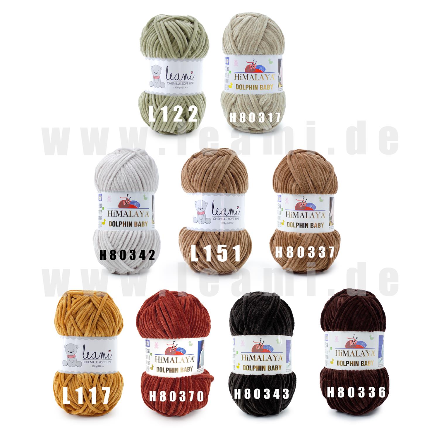 Chenille Wollpaket alle Brauntöne 100g/120m