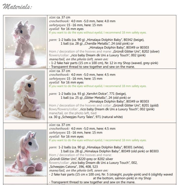 PDF ENGLISH Crochet Pattern Unicorn Elisa by leami