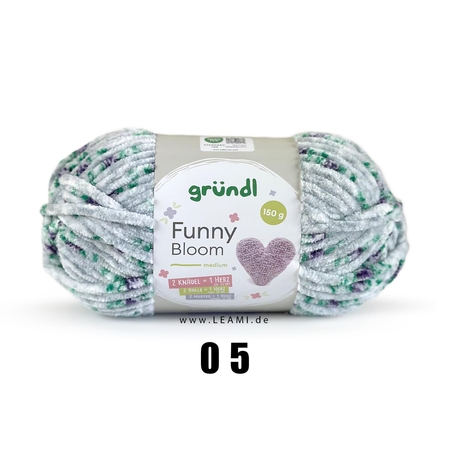 gründl Funny Bloom (150g/120m) 05 hellgrau-weiß-türkisgrün-veilchen