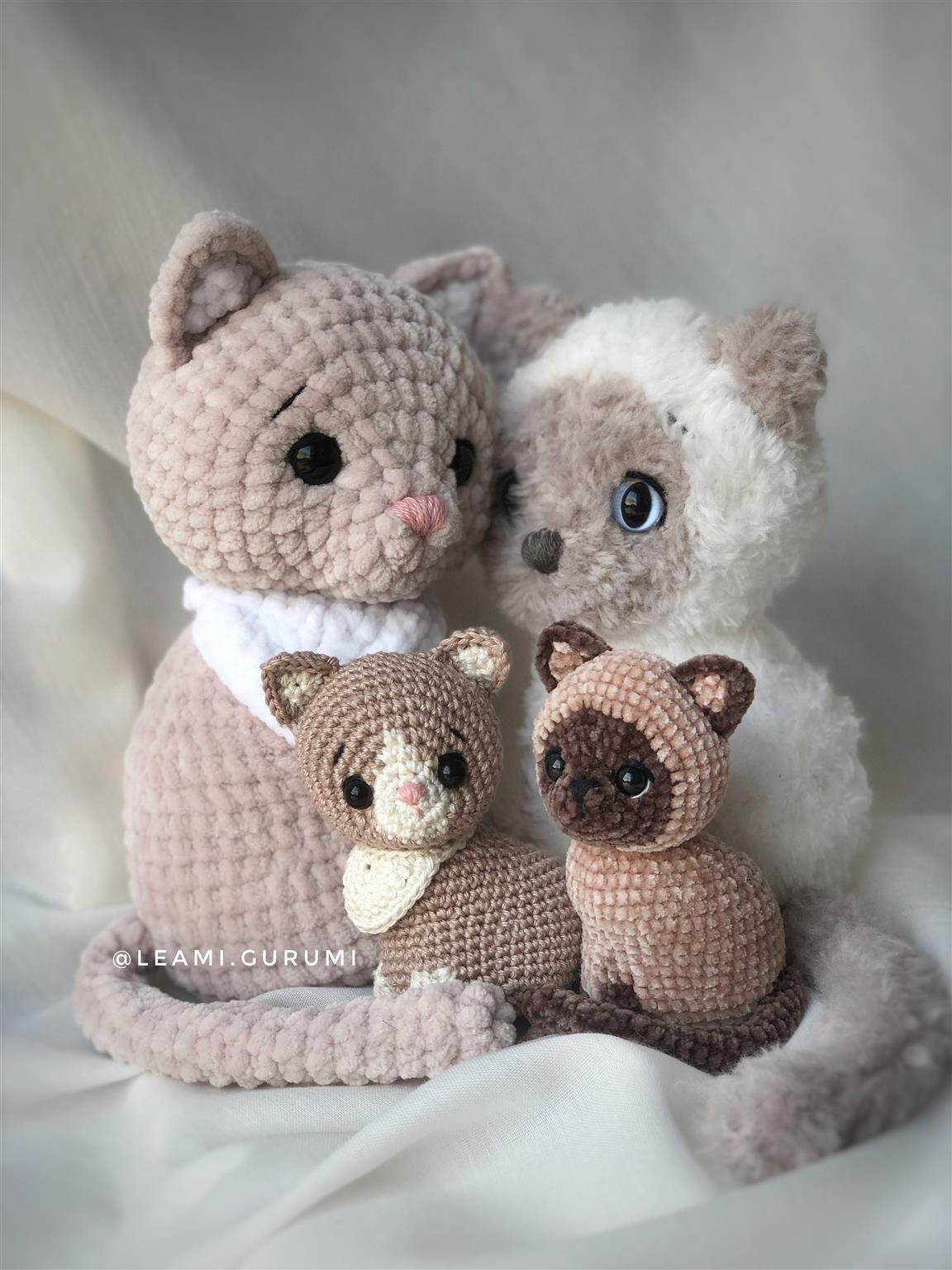 2 x PDF ENGLISH crochet pattern, Cats, Kitty, Smokey and Milka by leami