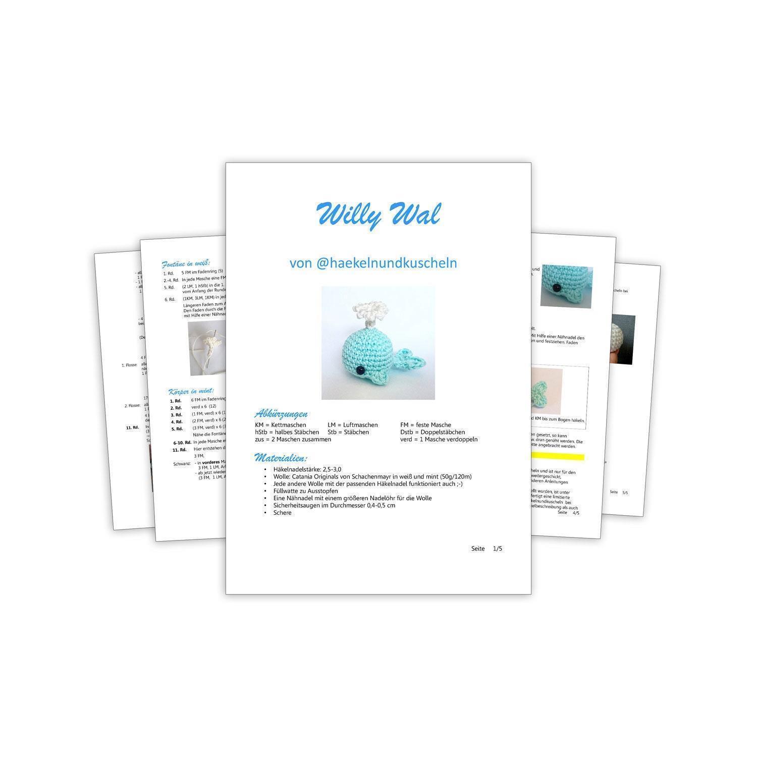 PDF ENGLISH, crochet pattern, Willy Whale by leami